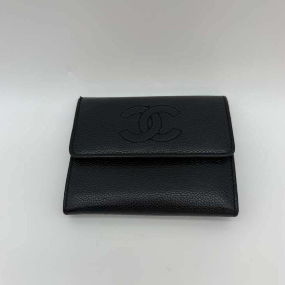 Chanel CC Black Caviar Leather Wallet Authentic Vintage With Certificate - Picture 9 of 16